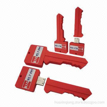 Key-shaped USB Drive, 128MB-64GB Capacity, User-defined Color, 5-year Warranty, USB 2.0